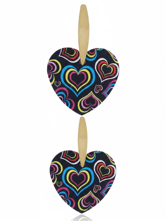 Fashion Jewelry Jewelry - Womens Multi Colored Heart Earrings with Gold Post Stem